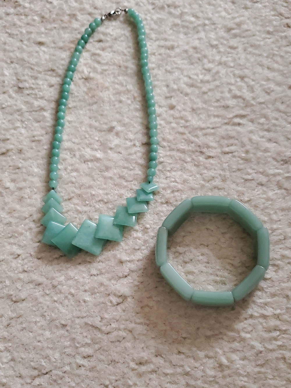 JADE Seafoam Green Beaded Necklace and Bracelet Set